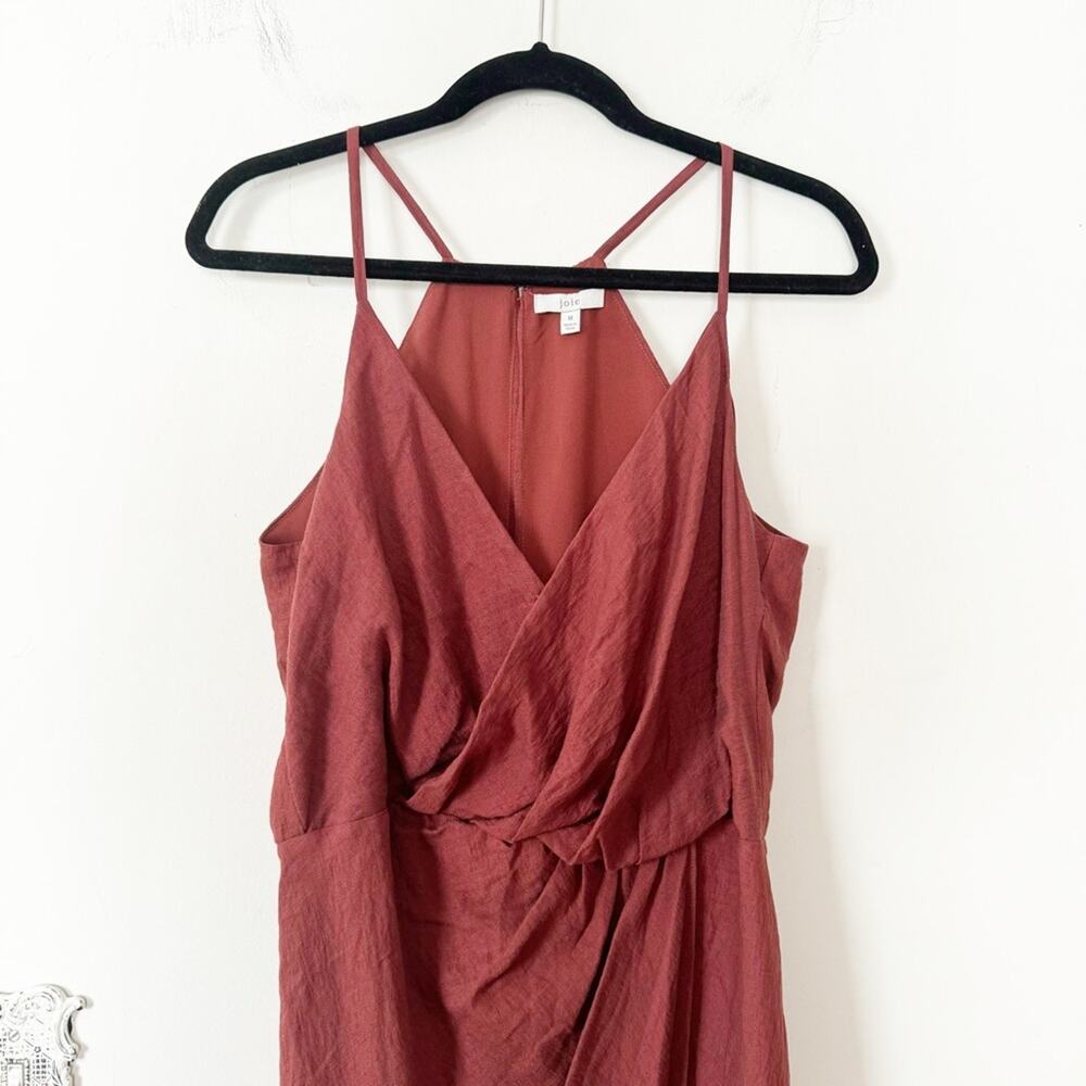 Joie Rust Tanika Twisted Front Wrap Slip Midi Dress M - Picture 5 of 10